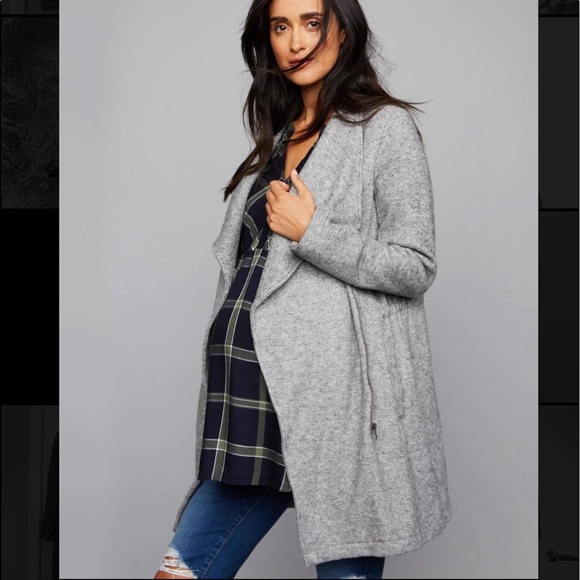 BB Dakota Soft Brushed Drape Front Maternity Jacket Grey Size XS - Picture 3 of 7